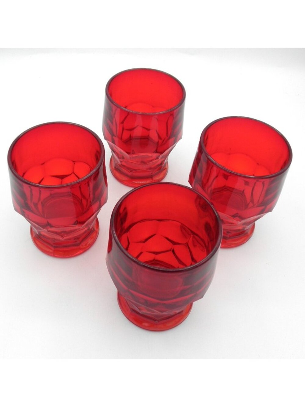Duncan Miller Georgian Ruby  Flat Tumblers 10 oz Capacity Set of 4 VTG Red Glass